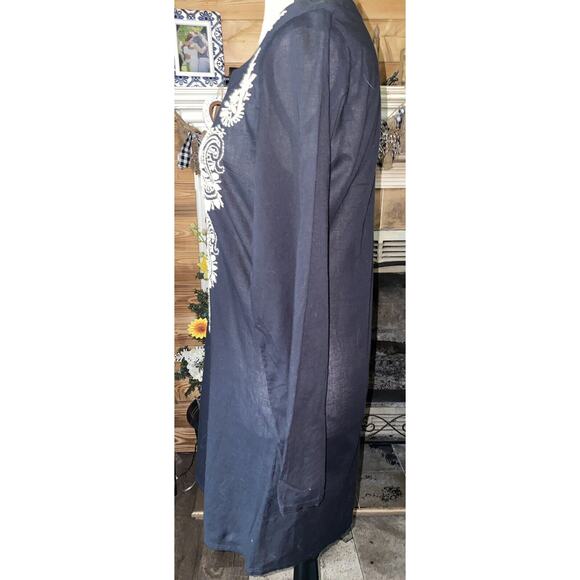 NWT Amanda Blu Blk Ctn Boho Hippie Tunic Ivory Embroidered Sm Lagenlook - Picture 5 of 9